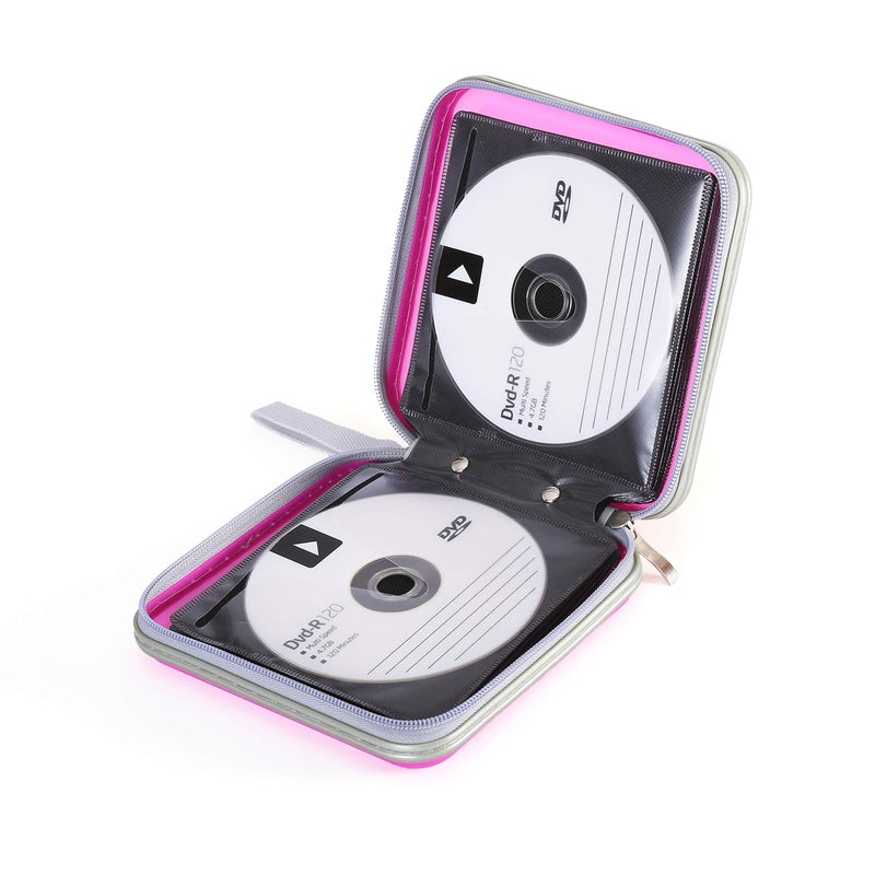 Home Wing Hard Plastic CD/DVD Binder, Portable Storage wallet 30-capacity, Pink - Image 5